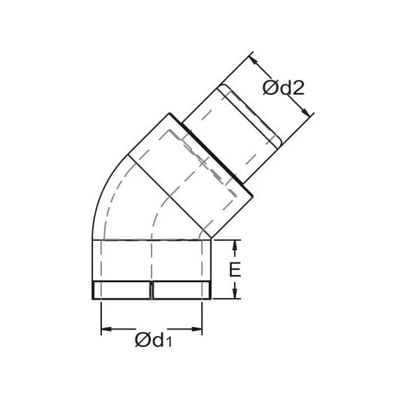 Kolano Nyplowe 45° PP NANOPANEL - rysunek