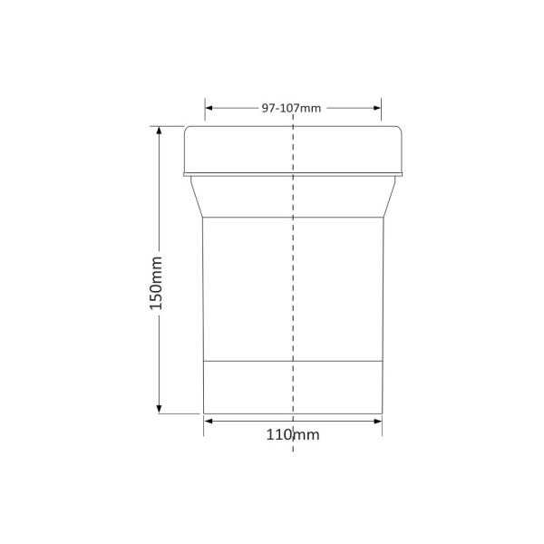 Przyłącze kanalizacyjne KELLER, krótkie L-150 mm, wejście 90-110 mm, wyjście 110 mm, proste - rys
