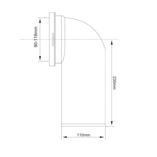 Przyłącze kanalizacyjne KELLER, długie L-300 mm, wejście 90-110 mm, wyjście 110 mm, kąt 90 - rys