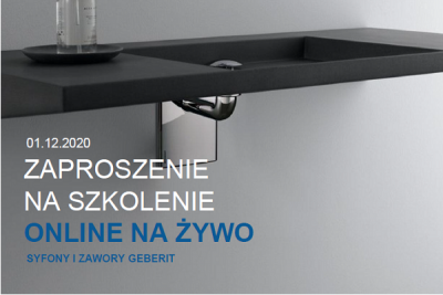 GEBERIT: Zaproszenie na szkolenie online na żywo 01.12.2020 - syfony i zawory